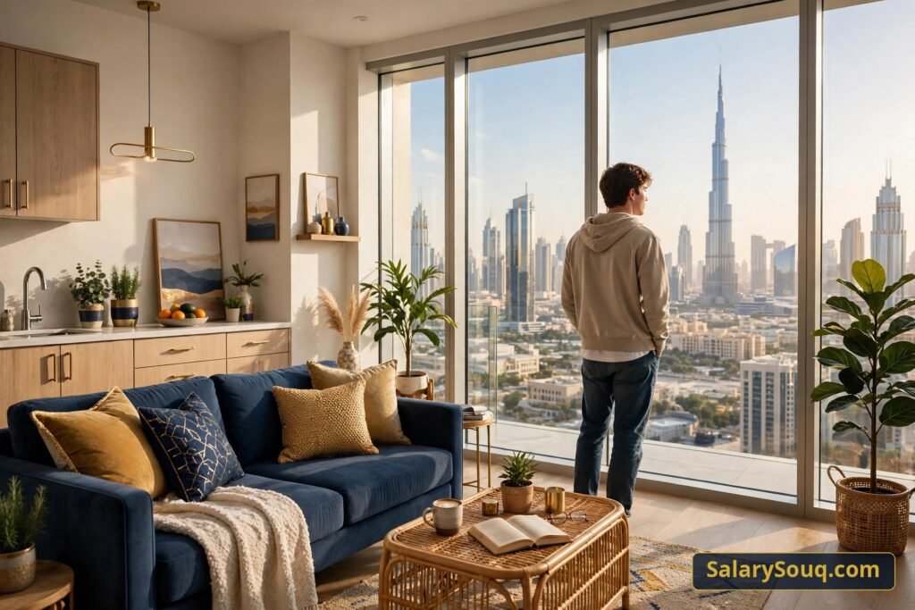Studio apartment for rent in Dubai with skyline view — SalarySouq