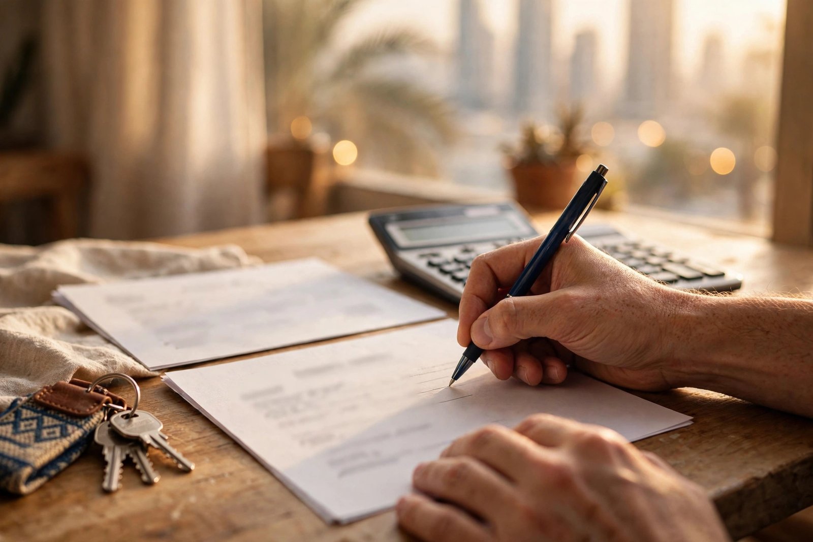 Tenant signing a tenancy contract and Ejari documents in Dubai